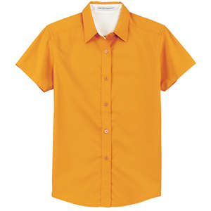 Port Authority Ladies Short Sleeve Easy Care Shirt - Dark/All Gold, Athletic/Stone