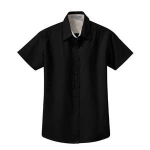 Port Authority Ladies Short Sleeve Easy Care Shirt - Dark/All Black/Stone