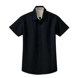 Port Authority Ladies Short Sleeve Easy Care Shirt - Dark/All Blue, Navy/Stone
