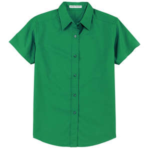 Port Authority Ladies Short Sleeve Easy Care Shirt - Dark/All Green, Court