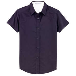 Port Authority Ladies Short Sleeve Easy Care Shirt - Dark/All Eggplant/Stone, Light
