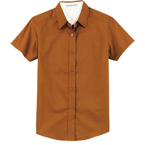 Port Authority Ladies Short Sleeve Easy Care Shirt - Dark/All Orange, Texas/Stone