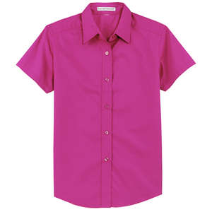 Port Authority Ladies Short Sleeve Easy Care Shirt - Dark/All Pink, Tropical