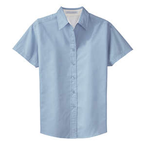 Port Authority Ladies Short Sleeve Easy Care Shirt - Dark/All Blue, Light/Stone