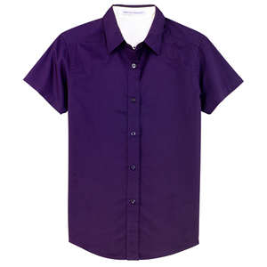 Port Authority Ladies Short Sleeve Easy Care Shirt - Dark/All Purple/Stone