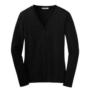 Port Authority Ladies Modern Stretch Cotton Cardigan - Dark/All Black