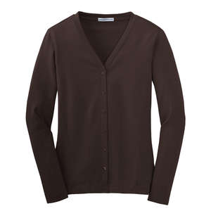 Port Authority Ladies Modern Stretch Cotton Cardigan - Dark/All Chocolate, Dark