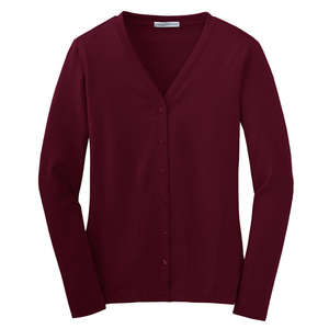 Port Authority Ladies Modern Stretch Cotton Cardigan - Dark/All Maroon