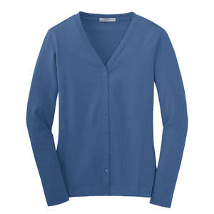 Port Authority Ladies Modern Stretch Cotton Cardigan - Dark/All Blue, Moonlight