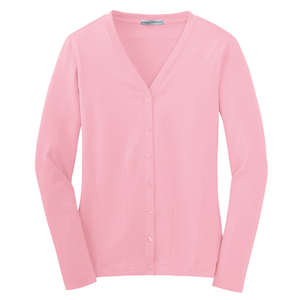 Port Authority Ladies Modern Stretch Cotton Cardigan - Dark/All Pink, Petal 