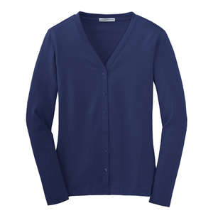 Port Authority Ladies Modern Stretch Cotton Cardigan - Dark/All Blue, Sapphire