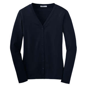 Port Authority Ladies Modern Stretch Cotton Cardigan - Dark/All Blue, True Navy