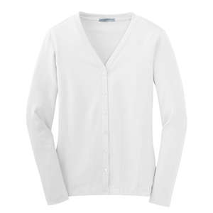 Port Authority Ladies Modern Stretch Cotton Cardigan - Dark/All White