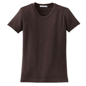 Port Authority Ladies Modern Stretch Cotton Scoop Neck Shirt - Dark/All Chocolate, Dark