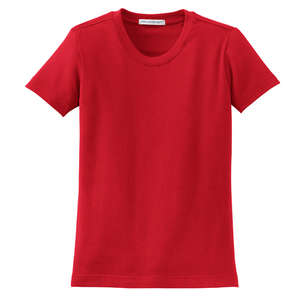 Port Authority Ladies Modern Stretch Cotton Scoop Neck Shirt - Dark/All Red, Scarlet