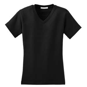 Port Authority Ladies Modern Stretch Cotton V-Neck Shirt - Dark/All Black