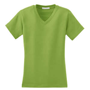 Port Authority Ladies Modern Stretch Cotton V-Neck Shirt - Dark/All Green, Leaf
