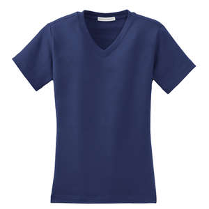 Port Authority Ladies Modern Stretch Cotton V-Neck Shirt - Dark/All Blue, Sapphire