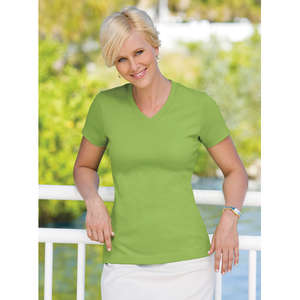Custom Promotional Port Authority Ladies Modern Stretch Cotton V-Neck Shirt - Dark/All
