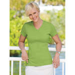 Imprinted T-Shirts - Port Authority Ladies Modern Stretch Cotton V-Neck Shirt - Dark/All