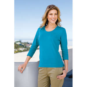 Port Authority Ladies Modern Stretch Cotton 3/4-Sleeve Scoop Neck Shirt - Dark/All 