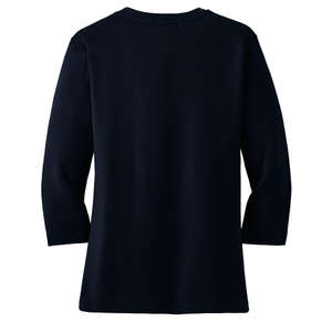 Port Authority Ladies Modern Stretch Cotton 3/4-Sleeve Scoop Neck Shirt - Dark/All 