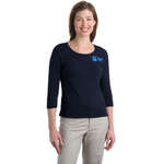 Customized T-Shirts - Port Authority Ladies Modern Stretch Cotton 3/4-Sleeve Scoop Neck Shirt - Dark/All