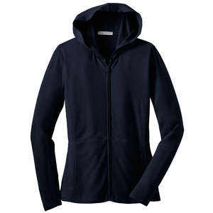 Port Authority Ladies Modern Stretch Cotton Full-Zip Jacket - Dark/All Blue, True Navy