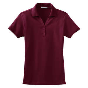Port Authority Ladies Silk Touch Interlock Sport Shirt - Dark/All Maroon