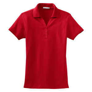 Port Authority Ladies Silk Touch Interlock Sport Shirt - Dark/All Red
