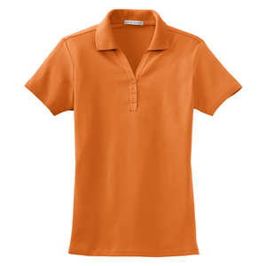 Port Authority Ladies Silk Touch Interlock Sport Shirt - Dark/All Orange, Soft