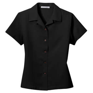 Port Authority Signature Ladies Silk Blend Camp Shirt - Dark/All Black