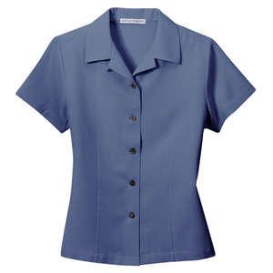 Port Authority Signature Ladies Silk Blend Camp Shirt - Dark/All Blue