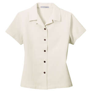 Port Authority Signature Ladies Silk Blend Camp Shirt - Dark/All Ivory