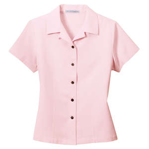 Port Authority Signature Ladies Silk Blend Camp Shirt - Dark/All Pink, Pale