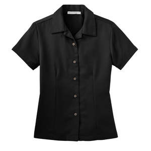 Port Authority Ladies Easy Care Camp Shirt - Dark/All Black