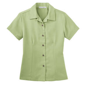 Port Authority Ladies Easy Care Camp Shirt - Dark/All Celery