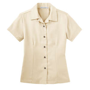 Port Authority Ladies Easy Care Camp Shirt - Dark/All Ivory