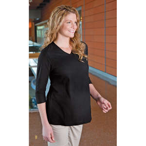 Port Authority Ladies Silk Touch Maternity 3/4-Sleeve V-Neck Shirt - Dark/All