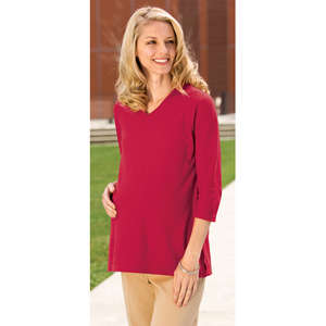 Port Authority Ladies Silk Touch Maternity 3/4-Sleeve V-Neck Shirt - Dark/All