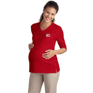 Custom Promotional Port Authority Ladies Silk Touch Maternity 3/4-Sleeve V-Neck Shirt - Dark/All