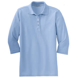 Port Authority Ladies Silk Touch 3/4-Sleeve Sport Shirt - Dark/All Blue, Light