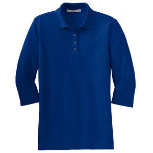 Port Authority Ladies Silk Touch 3/4-Sleeve Sport Shirt - Dark/All Blue, Royal