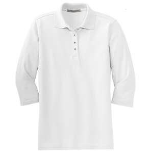 Port Authority Ladies Silk Touch 3/4-Sleeve Sport Shirt - Dark/All White