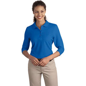 Port Authority Ladies Silk Touch 3/4-Sleeve Sport Shirt - Dark/All