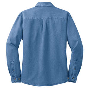 Port Authority Ladies Long Sleeve Denim Shirt - Dark/All