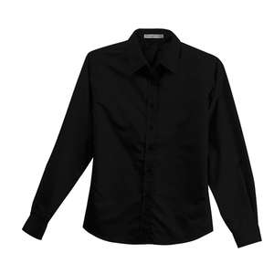 Port Authority Ladies Long Sleeve Easy Care Soil Resistant Shirt - Dark/All Black