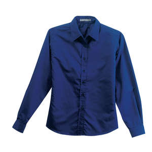 Port Authority Ladies Long Sleeve Easy Care Soil Resistant Shirt - Dark/All Blue, Faded