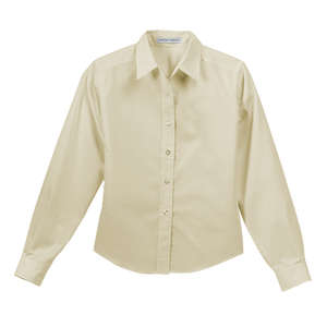 Port Authority Ladies Long Sleeve Easy Care Soil Resistant Shirt - Dark/All Stone, Light