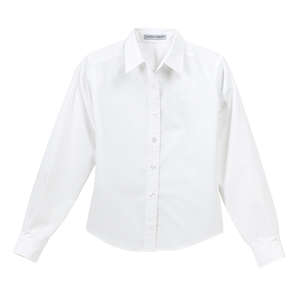 Port Authority Ladies Long Sleeve Easy Care Soil Resistant Shirt - Dark/All White